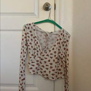 BRANDY MELVILLE white floral long sleeve!